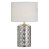 Telbix Nancy Contemporary Table Desk Lamp Light Fabric Ceramic Silver White Gloss