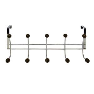 Adoored 10 Hook Satin Chrome Over-The-Door Ball Deco Hook Rack