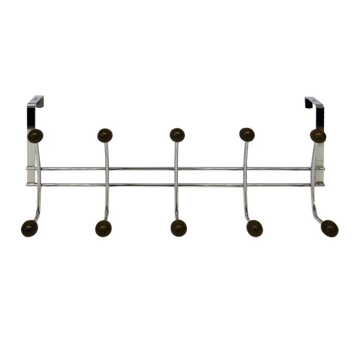 Adoored 10 Hook Satin Chrome Over-The-Door Ball Deco Hook Rack