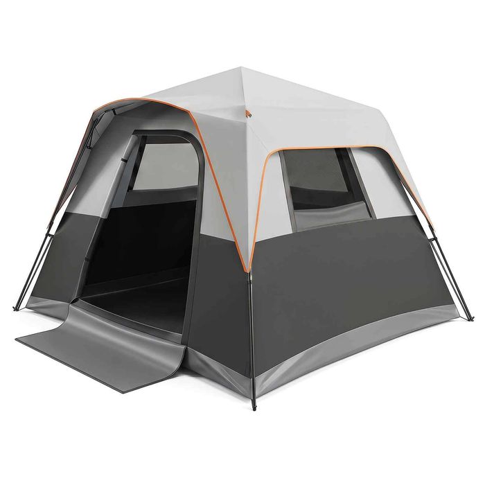 Costway Family Tent Pop up Travel Cabin Camping Tent-Grey