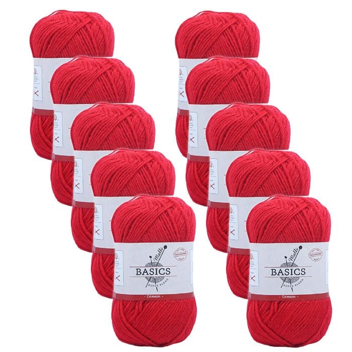 10pk Malli Super Blend Basic Crochet Knitting Yarn 8ply 100g 16x9cm Crimson
