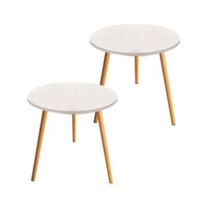 SOGA 2X 60x72cm White Small Side Coffee Table Living Room Balcony Home DÃ©cor Style