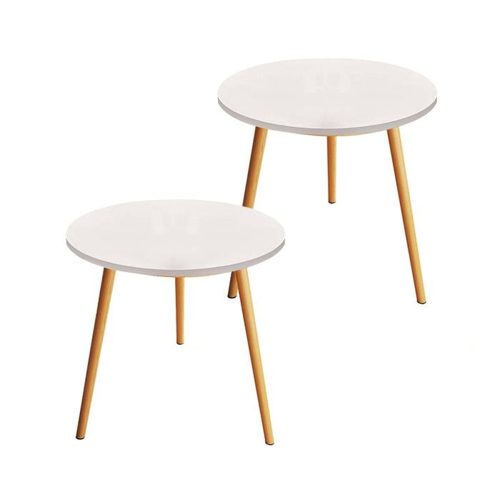 SOGA 2X 60x72cm White Small Side Coffee Table Living Room Balcony Home DÃ©cor Style