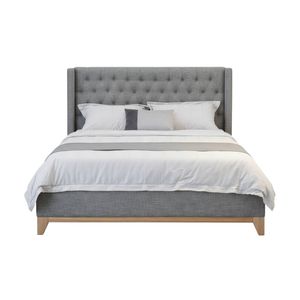 Skandinav Double Bed Frame Buttoned Head Storm Grey
