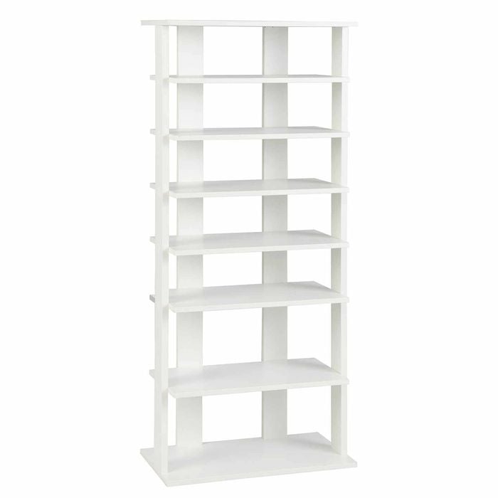 Costway 7tier Shoe Rack Patented 14 Pair Corner Shelf Double Row White