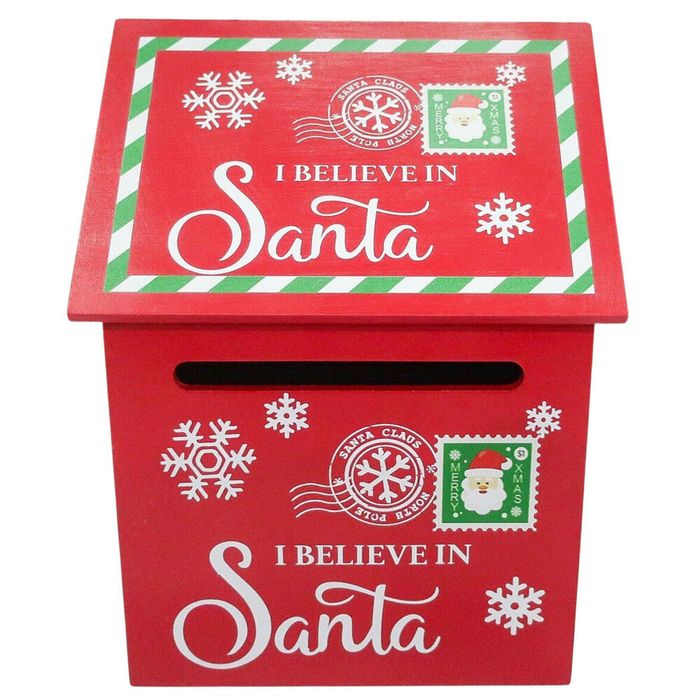 Urban I Believe in Santa Christmas Letter Box Decor 29cm Red/Green