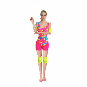 More Than Party Adult 80s Workout Costume Colourful Retro Design XS/S