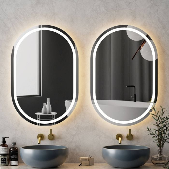 Embellir 50X75cm Oval Wall Mirror LED Set of 2