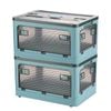Catzon 2 Pcs Collapsible Storage Bins with Lids for Kitchen Dorm Room-Blue-S