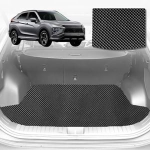 6D Diamond Car Boot Mat for Mitsubishi Eclipse Cross YA2017-Current-with flaps-Cargo Mat-Black-Outback GT