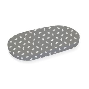 Babyhood Amani Bebe Organic Jersey Cotton Oval Fitted Sheet - White Leaf