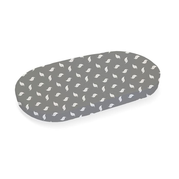 Babyhood Amani Bebe Organic Jersey Cotton Oval Fitted Sheet - White Leaf