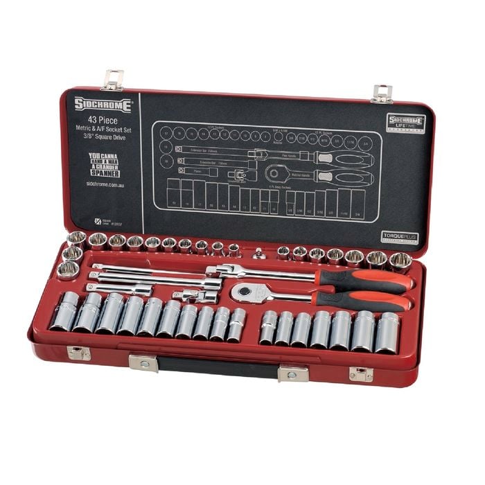 Sidchrome 3/8” Metric And AF Socket Set - 43 Piece