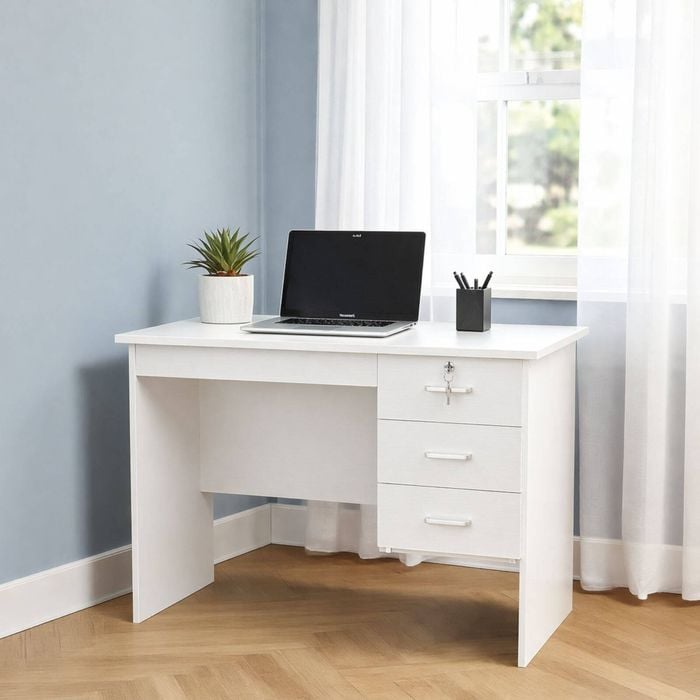 Redfern 0.9m 3 Drawer Study Desk - White