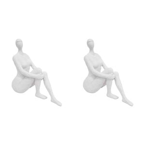 2x LVD Resin Sculpture Modern Lady White Tex Figurine Home/Office Decor 21.5cm