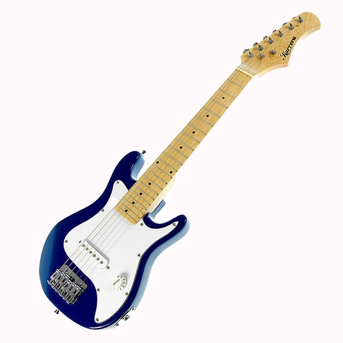 Karrera Kids Electric Guitar Junior Beginner Double Cutaway Scaled-Down Instrument for Children - Blue