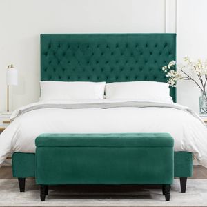 Bedding co. Velvet Luxe Bed Head Diamond Design Emerald Green Queen