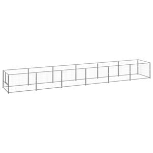 vidaXL Dog Kennel Silver Steel Outdoor Puppy Enclosure Dog Pet Supply Cage
