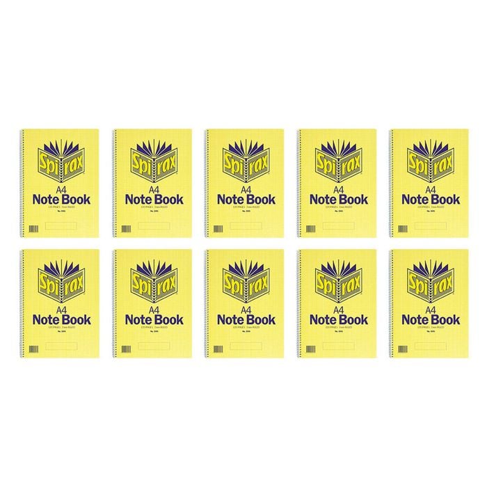 10x Spirax 595 Spiral Paper Writing Note Book A4 120 Pages 7mm Ruled Yellow