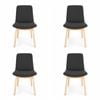 Pack of 4 | Cozy Upholstered Dining Chair | Natural Legs - Dark Grey Fabric