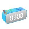 Catzon Mirror Led Alarm Clock With Bluetooth Speaker & Dual Alarms For Girls-blue
