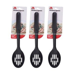 3PK Culinary Kitchen Nylon Slotted Spoon W/ Hanging Hole Cooking Utensil Black