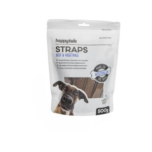 Happy Tails 500g Beef and Vegetable Straps Dog Treats