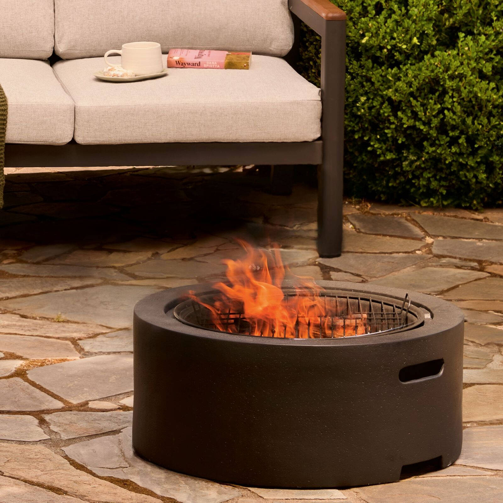 60cm Black Faux Concrete Fire Pit | Mimosa