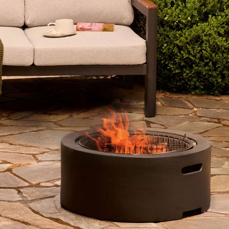 60cm Black Faux Concrete Fire Pit