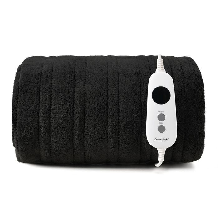 Dreamaker Kingston Coral Fleece Washable Electric Heated Throw Blanket Black 130x160cm | Overheat Protection & Auto-off