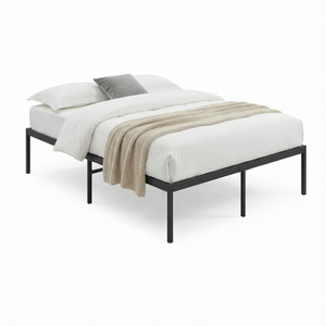 Advwin Bed Frame Double Size Metal Bed  Mattress Base Black