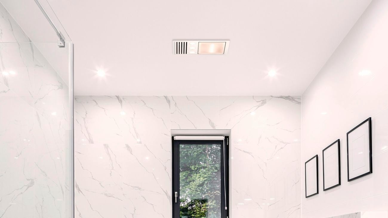 Marble bathroom with bath, toilet, window and plant