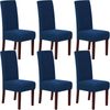 Smarcute Jacquard Stretch Removable Dining Chair Cover Set of 6 Navy