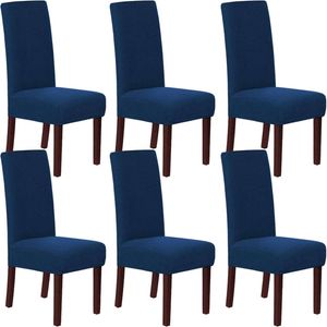 Smarcute Jacquard Stretch Removable Dining Chair Cover Set of 6 Navy