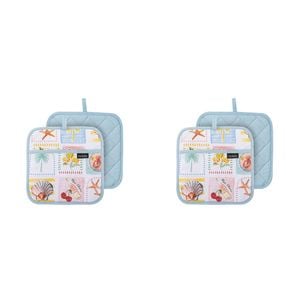 2x 2pc Ladelle Capri Pot Holder Heat Resistant Non-Slip Kitchen Hot Pad