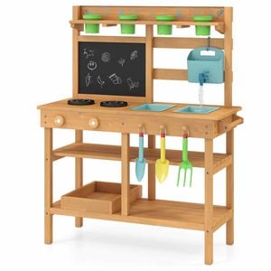 Costway Kid Mud Kitchen Play Pretend Kitchen Outdoor Kitchen Playset