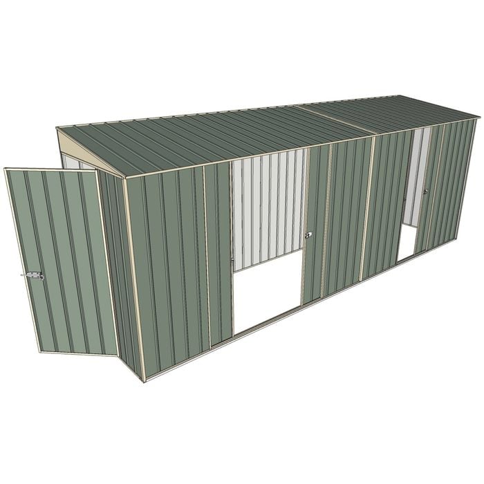 Build-A-Shed 1.2 x 5.2 x 2.0m Skillion Double with Single Sliding Side Doors Shed - Green