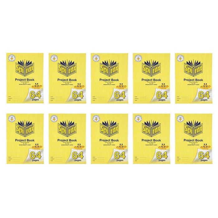 10x Spirax 323 Super Size Project Book 12mm Ruled 64 Pages Notebook Yellow