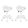 Alfordson Set Of 2 Salon Stool Saddle Swivel Barber Hair Dress Chair Sierra All White