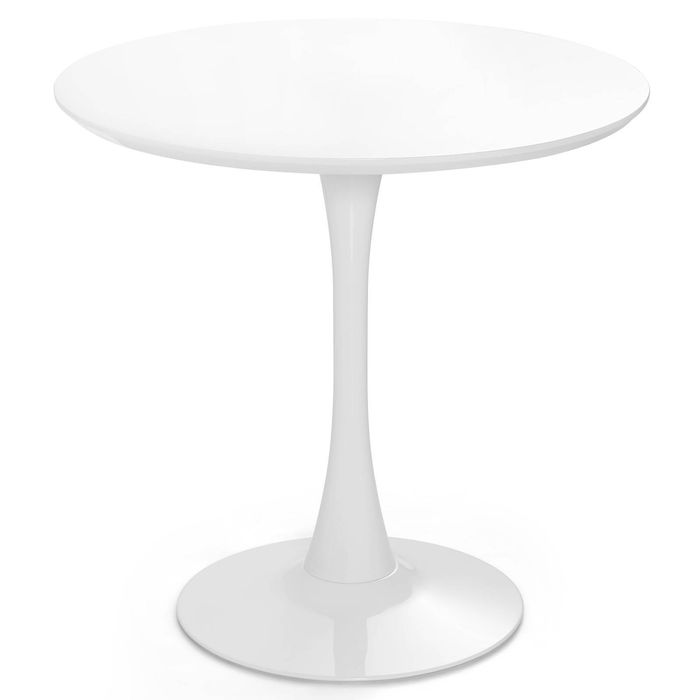 Costway 80CM Modern Round Dining Table Wooden Coffee Table White