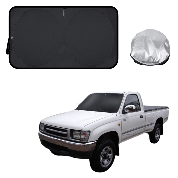 Front Windscreen Sun Shade for Toyota Hilux Single Cab 1988 - 1997 (N80, N90, N100, N110) - Standard 150 x 85 cm - Black