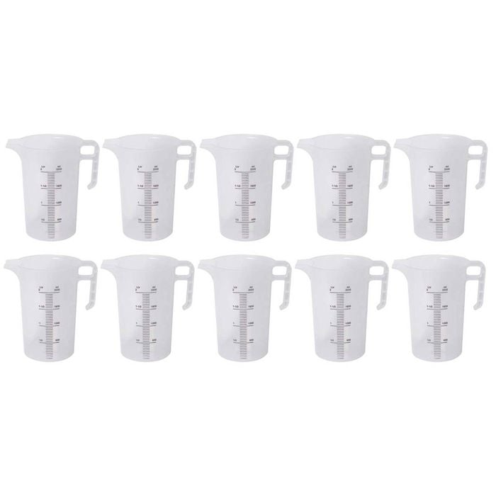 10x 2l Measuring Jug Heavy Duty Clear Plastic Propylene Food Grade Bpa 5 Pro-jug