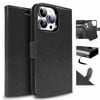 Tough On for Apple iPhone 15 Pro Max Case Magnetic Detachable Leather Black