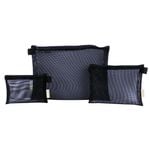 3pk Flightmode 12.5cm/18 cm/25cm Eyelet Fabric Travel Mesh Bag Set - Blue