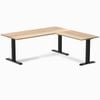 Desky Fixed Height White Ash Hardwood L-Shape Office Desk 1800x1750mm Matte Black Frame