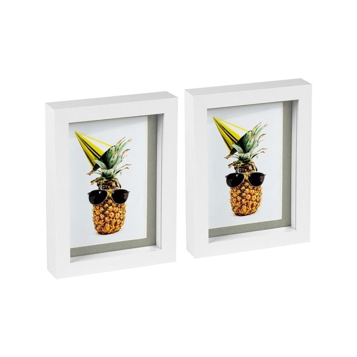 Nicola Spring 5" x 7" White 3D Box Photo Frames - 4" x 6" Mount - Pack of 2