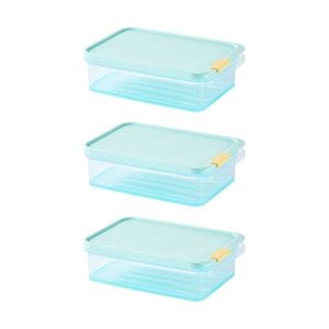3PK LocknLock Freezer Fit Food Storage Container Microwave Safe 1.05L Blue Lid