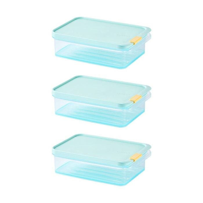 3PK LocknLock Freezer Fit Food Storage Container Microwave Safe 1.05L Blue Lid
