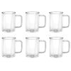 6pc Wilmax England 200ml Thermo Double Wall Glass Cup Clear w/ Handle