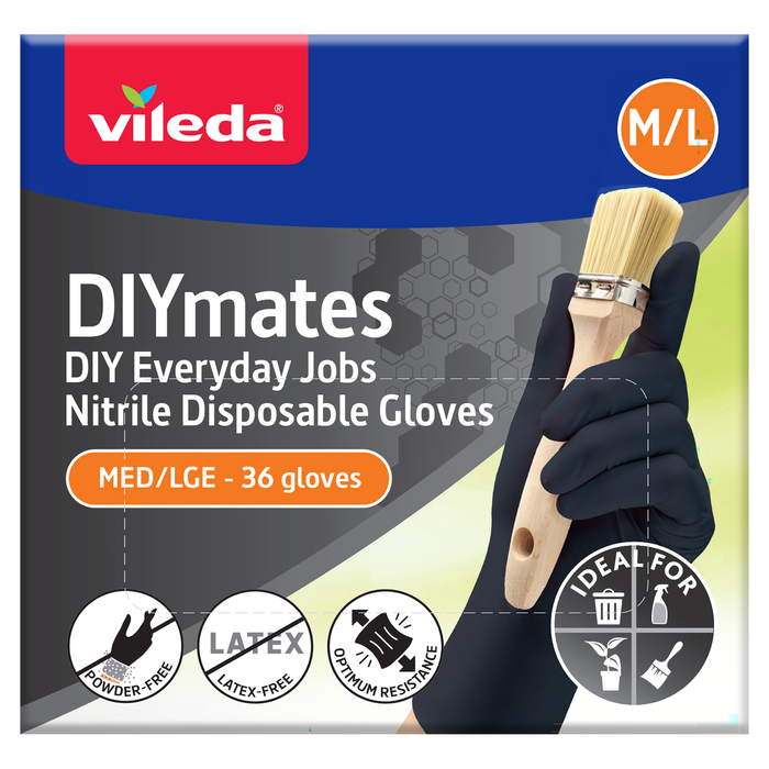 Vileda DIYmates Nitrile Disposable Gloves 36pk - Medium/Large